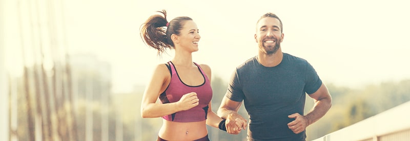 A young couple excercising